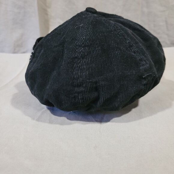 D & Y black corduroy beret rhinestone detail with mini pocket hat cap - Picture 7 of 8